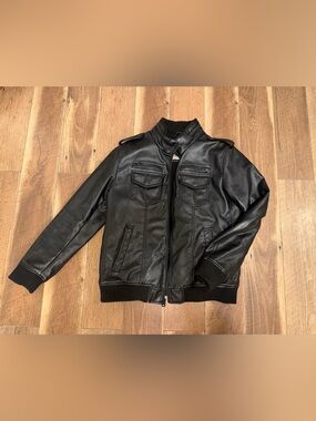 Levi's Black Faux Leather Bomber Jacket